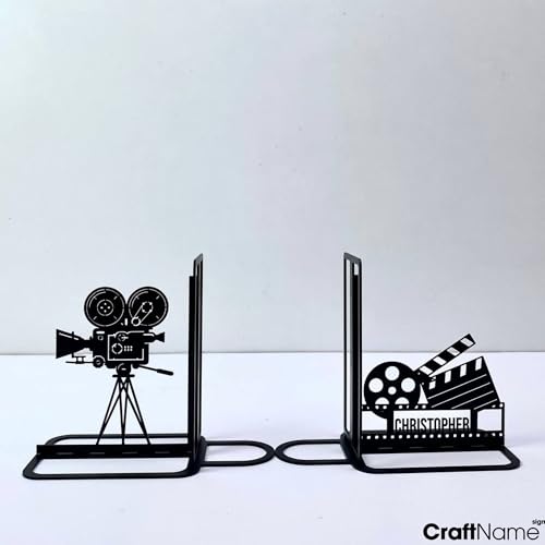 Custom Movie Bookends for Shelves Decorative, Cinema Book Shelf Holder, Movie Film Book Ends Metal Art, Book Stopper for Heavy Books, Bookends Hold Books for Home Office - color: Design 18