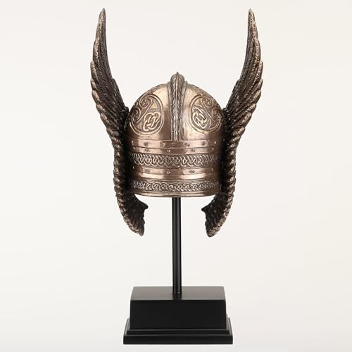 Veronese Design 9 1/4 Inch Winged Valkyrie Helmet Cold Cast Resin Bronze Finish Nordic Decoration Sculpture