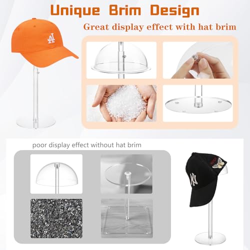 Adjustable Acrylic Hat Display Stand, 8"-16" Clear Domed Baseball Cap Rack, Height Adjustable Cowboy Hats Display, Durable Tabletop Hat Holder and Wig Stand for Closet, Vendors, Counter, Salons - size: Adjustable 8"-16" - 1 Pack