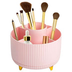 Paris Hilton 360° Rotating Makeup Brush Holder, Fluted Design with 5 Compartments, Glam Organizer for Brushes & Tools, Pink - style: Brush Holder