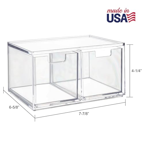 STORi Chloe Space-Saving Clear Drawer Organizer (4 Tall Drawers) Sort Office, Kitchen, Beauty Supplies, Makeup, Pens, Jewelry, Stationary, Made in USA - style: 3.5"W x 3.5"H Drawers (Set of 4)