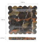 Square Marble Decorative Tray with Scalloped Edge, Luxury Natural Stone Bathroom Vanity Tray, Dresser Top Perfume Coffee Home Kitchen Sink Tray, Key Trinket Ring - color: Black Golden