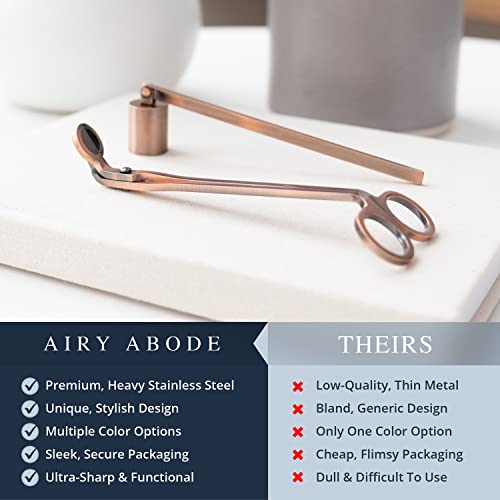Airy Abode Candle Wick Trimmer and Candle Snuffer Accessory Set – Pick Your Color - color: Brushed Copper