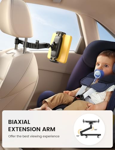 Lamicall Car Headrest Tablet Holder - [3 in 1 Extension Arm] Adjustable Tablet Car Mount for Back Seat, Gifts Road Trip Essentials for Kids, for 4.7-11" Device Like iPad Pro, Air, Mini, Galaxy, Fire - color: Black