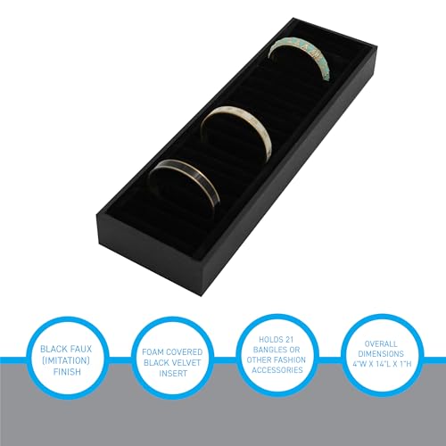 SSWBasics Bracelet Tray Holder - 21 Section Bangle Tray with Black Velvet Inserts