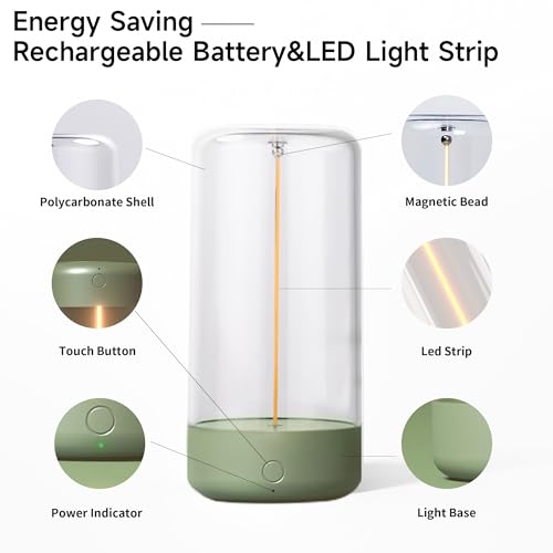 AUGE LIGHT Mini Minimalist Table Lamp Cordless Lamp Rechargeable Table Lamp Portable Nightstand Lamps Desk Lamps for Home Office Unique Ambient Light Mood Lighting for Desk Decor Beside(Olive Green) - color: Olive Green