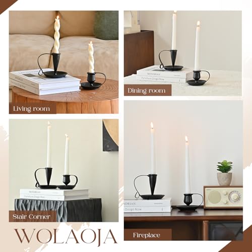 Set of 2 Vintage Candle Holders, Black Candle Sticks Holder Decor, Modern Decorative Tapered Candlestick Holders Centerpiece for Dining Table Centerpiece, Party Decor - color: Black