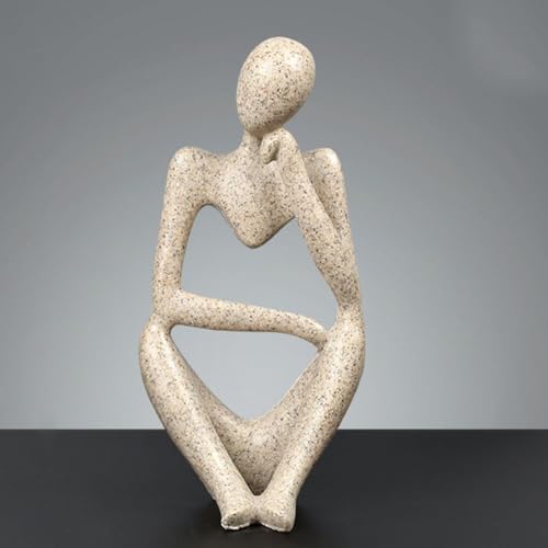 Thinker Style Resin Ornaments Sculpture Statue Nordic Abstract Figure Crafts Light Home Decoration Sandstone Color Bedroom Living Room Desk Office Decor