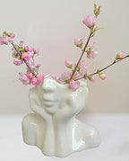 Face Vase Unique Ceramic Vase for Room,Office,Home Decor,White,A - style: White-A