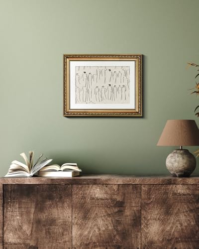 VIYYIEA Gold Framed Wall Art Canvas Print Home Decor Abstract Wall Art Room Decor Minimalist Portrait Artwork Shelf Decorations Vintage Bathroom Prints Line-Drawn Pictures Farmhouse Office 11x14in - color: Crowds, size: 14"L x 11"W