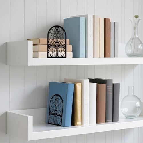WADORN 1 Pair Magic Sword Metal Decorative Bookend for Shelves, Heavy Duty Book Ends Modern Non-Skid Books Holder Stand Black Book Support Stoppers for Desk Bookshelf Office Home, 5.3x4.3x7.8 Inch