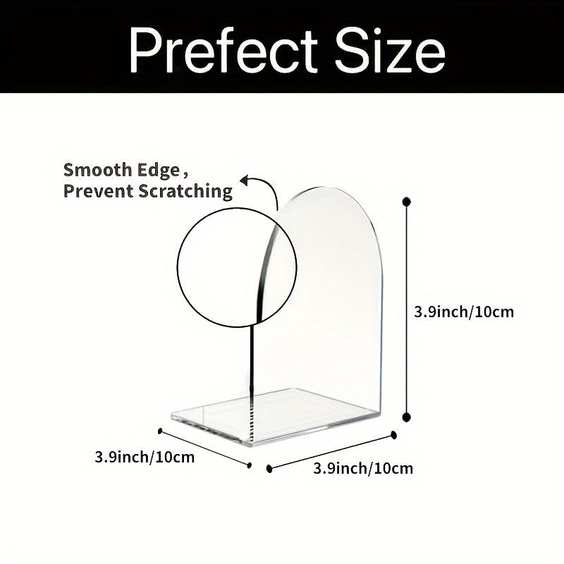1PC Transparent Acrylic Bookends Stand Bookshelf Desktop Decorative Storage Rack Bookend Book Holder Organizer School Stationery