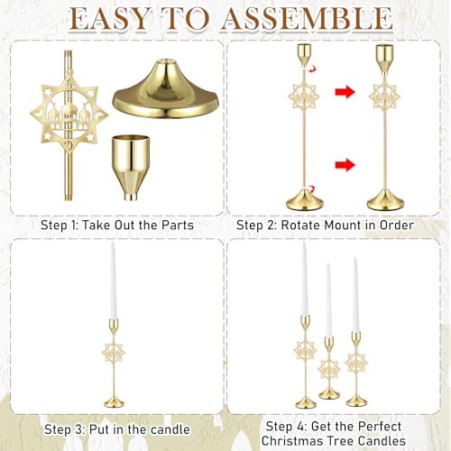 Ceenna 3 Pcs Ramadan Candle Holders, 3 Size Mosque Candlestick Holders, Gold Candle Holder for Eid Mubarak Ramadan Decorations Table Centerpiece Mantel Decor Housewarming Gifts - style: Mosque