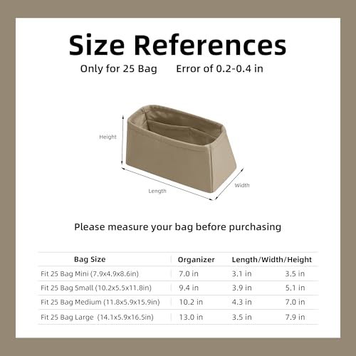DGAZ Silk Purse Organizer Insert Fits Chanel 25 Handbags，Silky Smooth Bag Organizer，Luxury Handbag & Tote Shaper(Gris Tourterelle,Small) - color: Gris Tourterelle, size: Small