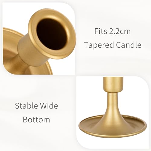 Gold Candle Holders Candlestick Holders: Set of 24 Candle Taper Holders Metal Candle Holders for Candlesticks for Wedding Centerpiece Party Chrismas Mantel Home Decor - size: 24Pcs