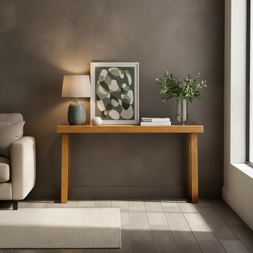 Plank+Beam Solid Wood Console Table, 66 Inch, Sofa Table, Narrow Entryway Table for Hallway, Behind The Couch, Living Room, Foyer, Easy Assembly, Pecan - color: Pecan, size: 66" Console Table