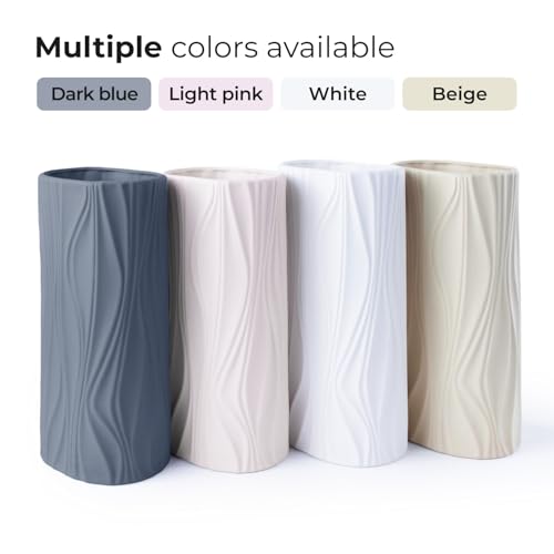 Navy Blue Vase - Blue Ceramic Vase - Cute Flower Vase for Bouquet - Modern Vases for Home Decor - Navy Blue Centerpieces - Jarrones Decorativos para Sala - color: Blue