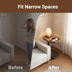 Adjustable Height TV Dinner Tray Table for Eating, 360°Swivel Small C Shaped End Side Table for Living Room, Bedroom,Hospital, Couch Armrest Table that Slide Under Sofa, Bed, Desk - style: Oval-Adjustablle Height