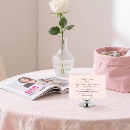 Urban Deco 16 PK Table Card Holder Place Card Holders Steel Card Holders for Photos, Food Signs, Memo Notes, Weddings, Restaurants, Birthday (Silver) - color: Silver