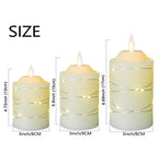 Battery Operated Flameless LED Candles: with Embedded String Lights, 3 Pack Flickering Electric Candle with 10-Key Remote Control for Seasonal Festival Celebration Real Wax(Batteries not Included) - color: H09# Ivory 3Pack Real Wax