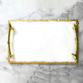 White and Gold Marble Tray (11.7X7.8X1.5 Inch, 4lbs) Luxury Display in Home and Kitchen for Table Handmade, Luxury Tray (White, Gold) - color: Gold,golden,white