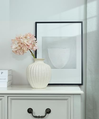 Ceramic Vase Rustic White for Farmhouse, Small Table Decorative Vase for Home Decor, Nordic for Ofice Hotel Living Room, Shelf, Tabletop Décor - size: Small