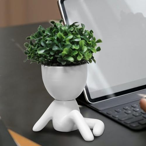 Zerzsy Desktop Plant for Women Office Decoration Fake Plant Succulents Artificial for Home Bathroom Living Room Office Decor Small Fake Plants Decor for Bedroom - Set of 1 - color: White-k