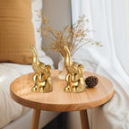 Elephant Statue Home Decor,Modern Style Figurines,Sculpture for Living Room Office Desktop Bookshelf,Ceramics Gold Elephant Ornaments for Mothers Day.Father's Day, Christmas-2PCS