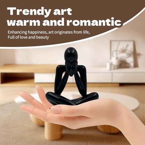 4PCS Thinker Style Abstract Black Statue, Modern Simple ABS Abstract Sculpture Decor, for Home Living Room, Restaurant, Office, Bookshelf Decoration, Gifts - color: Black