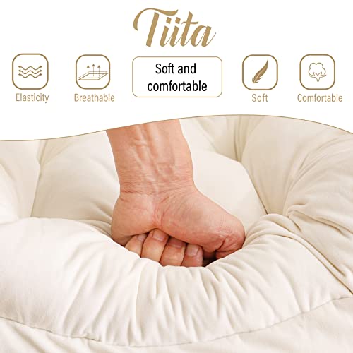 Tiita Lazy Chair with Ottoman, Beige Modern Large Accent Chair, Comfy Leisure Sofa Armchair with Ottoman, Reading Chair with Footrest for Bedroom, Living Room, Dorm Rooms, Velvet Beige - color: Beige