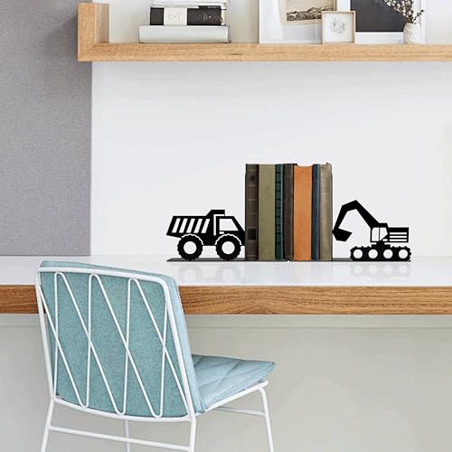 Construction Truck Decorative Bookends for Boys Room - Durable and Cute Design, Perfect for Nursery and Kids' Book Ends - color: Black