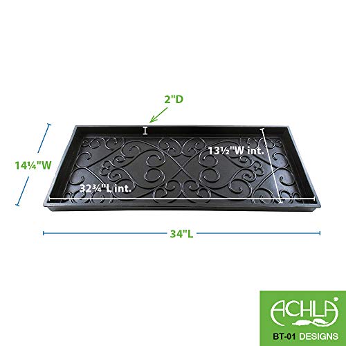 Achla Designs Scrollwork Rubber Boot Tray, Medium,Black - size: 34" x 14.3" x 2"