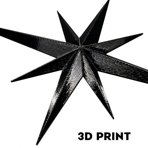 Stylor Mid Century Modern Decor, Mcm Retro 3D Star Art Wall Sculpture, Plastic Starburst Decor, Vintage Celestial Whimsigoth Home Decor Accent. (Set of 6, Black) - color: Black