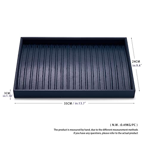 18 Slots PU Leather Jewelry Tray Necklace Display Tray Jewelry Drawer Organizer Necklace Bracelet Holder Organizer Stackable Storage Display (Blue) - color: Blue, size: 18 Slot