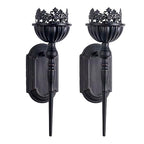Gothic Wall Sconce Candle Holder (Set of 2) Black Crown and Scepter Design Wall-Mount Metal Candle Holders Hanging Iron Wall Candle Sconce Holder for Living Room, Bathroom, Dining Room - color: Crown Sconce - Standard
