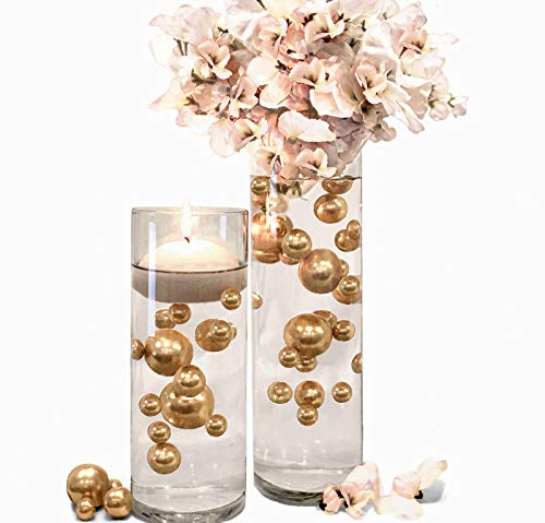 Vase Pearlfection 75 Floating Gold Pearls- Large Sizes- Fills 1 Gallon for Your Vases - color: Gold, size: 1 Pk