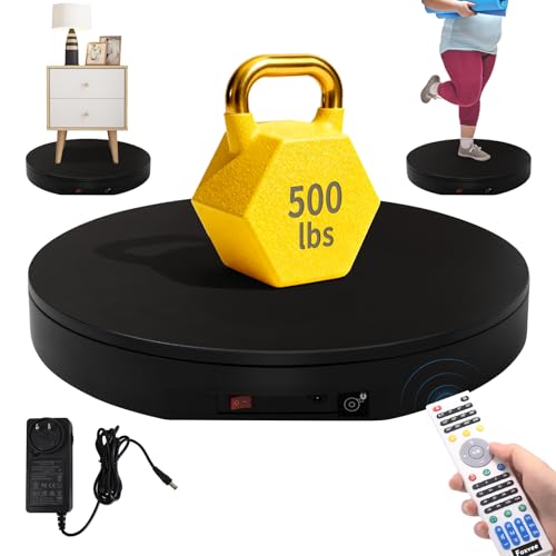 Ultra-Thin&Heavy Duty Remote-Controlled Motorized Turntable,Motorized Rotating Display Stand,Speed-Adjustable Rotating Platform,Human 3D Scan Electric Turntable for Scan,Showcase(19.7in/Black) - size: 19.7inch/Black/600Lbs Load
