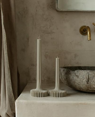 LAWA Set of 2 Vase Candle - Beautiful Handmade Pillar Unscented Soy Wax Elegant Aesthetic Housewarming Gift Home Room Shelf Decor Idea (Jade) - color: Jade