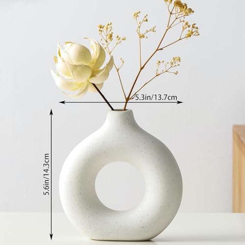 Modern Donut-Shaped Decorative Vases, Handmade Minimalist Boho ins Style, Modern Vase for Home Decor for Wedding Dinner Table Party Living Room Office Bedroom (Beige, Small) - color: Beige, size: Small
