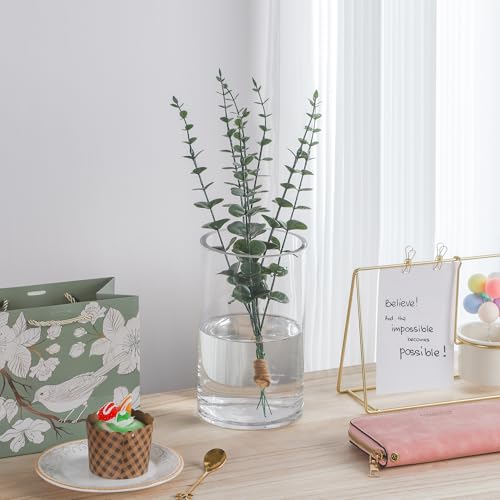 5’ Wide 8" High Large Hand Blown Sturdy Clear Cylinder Glass Vase, Centerpiece Flower Vase for Rose, Tulip, Boquets, Hurricane Candle Holder (1, 5"x8") - size: 5"x8"