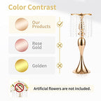 NUPTIO 10 Pcs 21.3 inches Tall Crystal Flower Stand Wedding Road Lead Tall Flower Holders Centerpiece Crystal Flower Chandelier Metal Flower Vase for Reception Tables Wedding Supplies - color: Gold, size: 10 x L