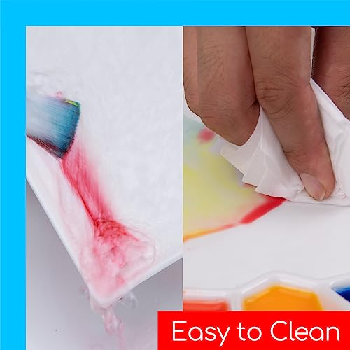 MEEDEN Ceramic Artist Paint Palette, Rectangle Porcelain Watercolor Palette, 10'' × 7'' Ceramic Mixing Tray for Gouache, Watercolor, Acrylic Painting