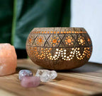 QTMY 2 Pack Votive Candle Holders,Handmade Coconut Shell Candle Holder for Tealight Small Pillar,Rustic,Wooden Style