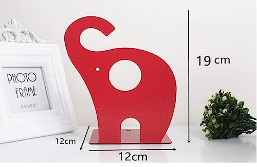 Wendin 1pair Cute Elephant Nonskid Bookends Art Bookend (red) - color: Red