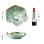 Ceramic Ring Dish, Jewelry Dish Holder, Small Trinket Tray Plate for Earrings Rings Necklaces Keys, for Mom Friend Sister, Retro Green - color: Retro Green