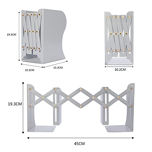 Aobopar Book Ends, Bookends for Shelves, Book Organizer for Desk, Metal Bookends for Heavy Books, Book Holders for Shelves, Suitable for Office, Home and School Use (Grey) - color: Gray
