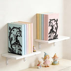 Peacoblue Metal Bookends for Shelves, Modern Decorative Heavy Duty Study Book Ends Stoppers for Office Desk Shelf, Room 5.3"x4.3"x7.9" Cast Iron Tall Bookends 1 Pair (Fairy Tale with Mushroom) - style: Fairy Tale with Mushroom