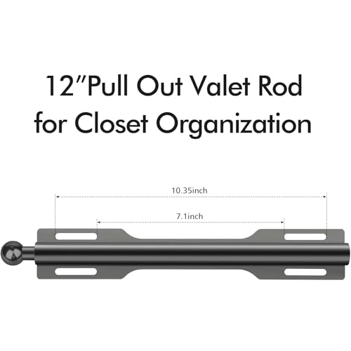 12" Valet Rod for Closet Pull Out (1 Pack, Black) - color: Black, size: 1 Pack