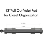 12" Valet Rod for Closet Pull Out (1 Pack, Black) - color: Black, size: 1 Pack