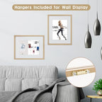 MUYE 12x16 Floating picture Frames Set of 2,Double Glass Frame,Display Any Size Photo up to 12x16,Wall Mount or Tabletop Standing,Natural - color: Natural, size: 12x16